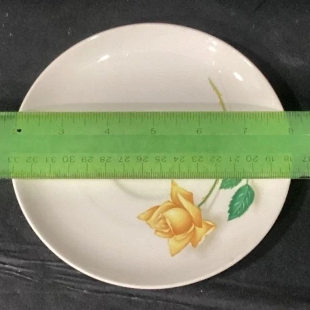 Canonsburg Pottery Yellow Rose Bread Plates, Set of 4, Vintage Floral Dinnerware